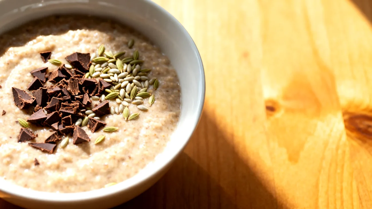 Amaranth-Pudding mit Kakao-Nibs und Hanfsamen"