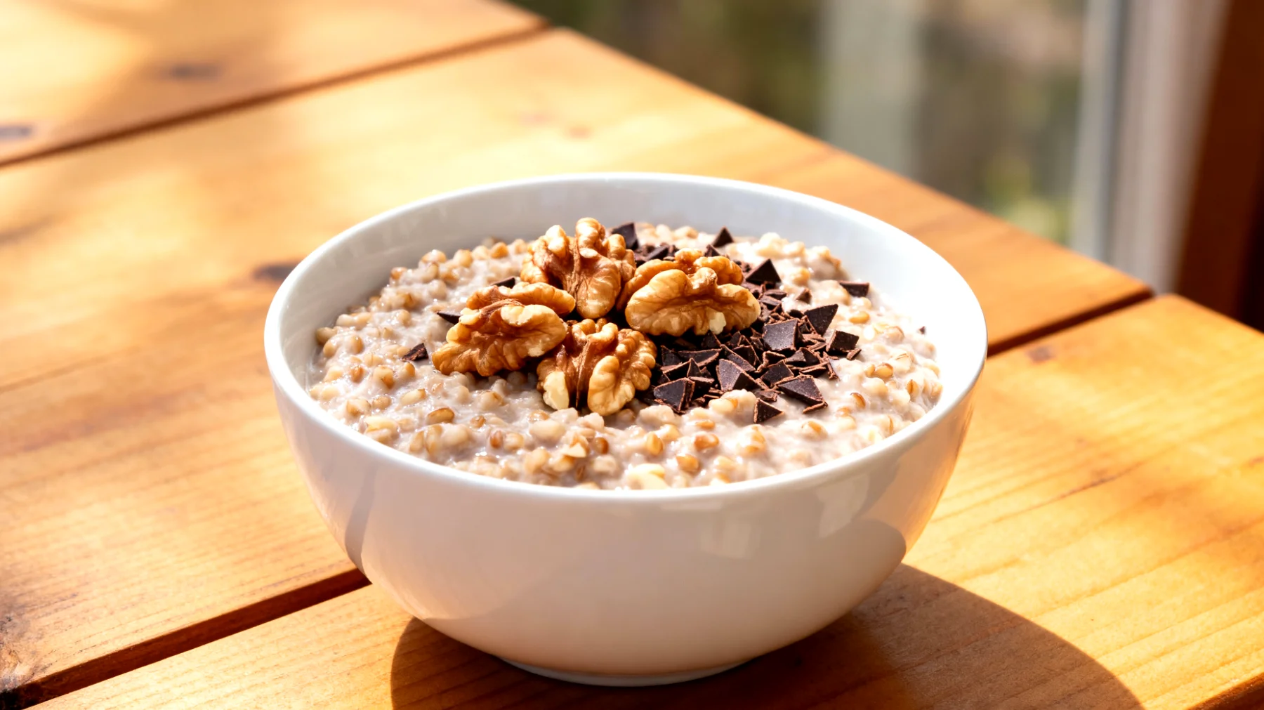 Buchweizen-Porridge mit Walnüssen und Kakao-Nibs"
