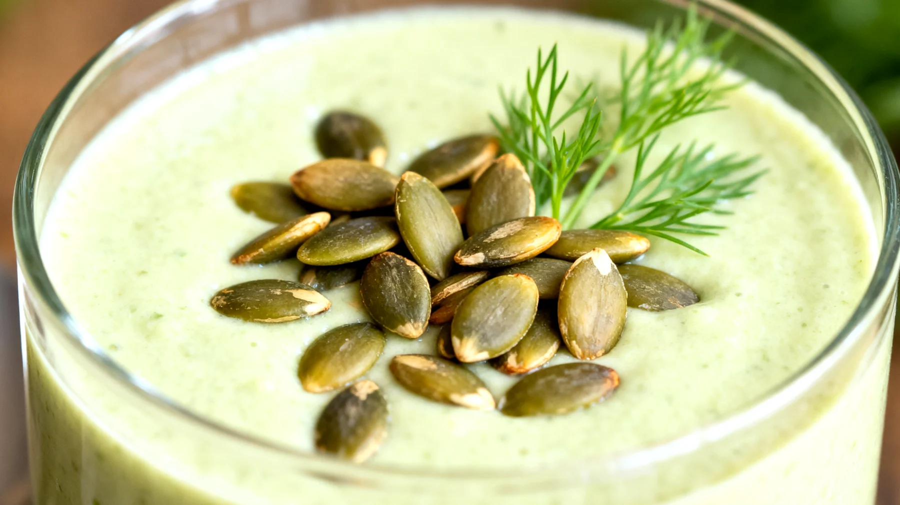 Fenchel-Kefir-Smoothie mit gerösteten Kürbiskernen"