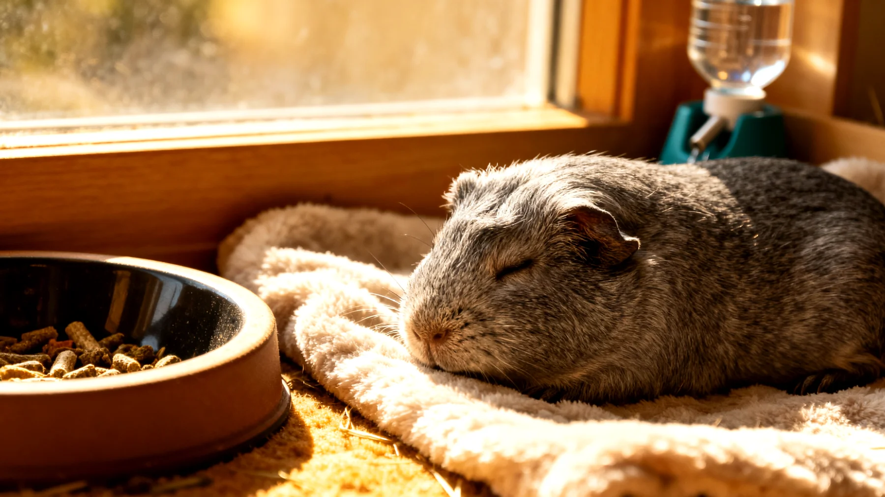 Ältere Meerschweinchen benötigen eine angepasste tägliche Routine, die ihren veränderten Bedürfnissen gerecht wird, wie z.B. häufigere Gesundheitschecks, leichter zugängliche Futter- und Wasserstellen, mehr Ruhephasen und eine wärmere Umgebung, um altersbedingte Beschwerden wie Arthritis oder nachlassende Sinneswahrnehmung zu kompensieren"