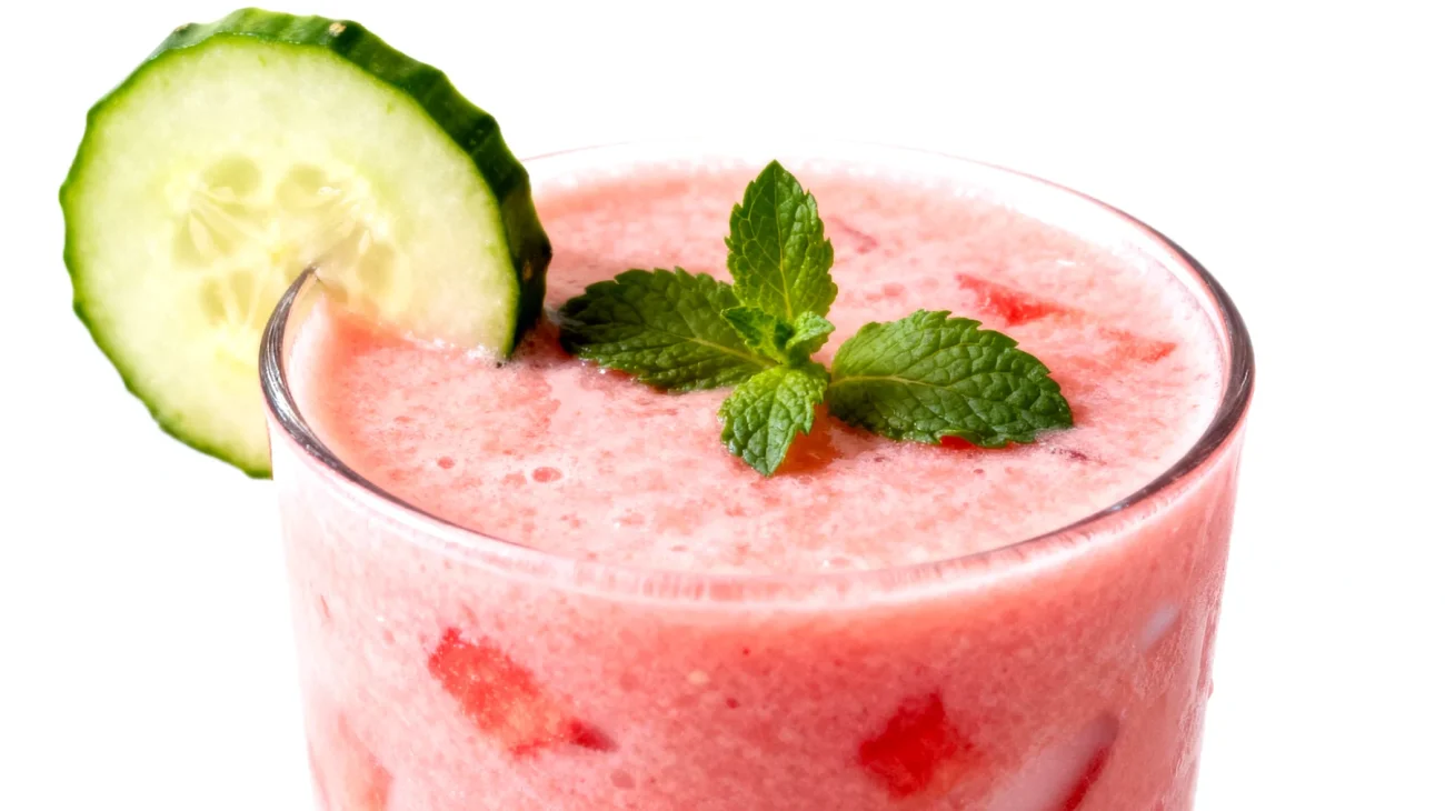 Wassermelonen-Gurken-Smoothie mit Kokoswasser und Minze"