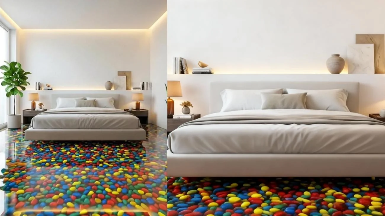 Wunderschöner bunter Epoxy-Flusssteinboden #renovation #satisfyingvideos #epoxy #fyp"