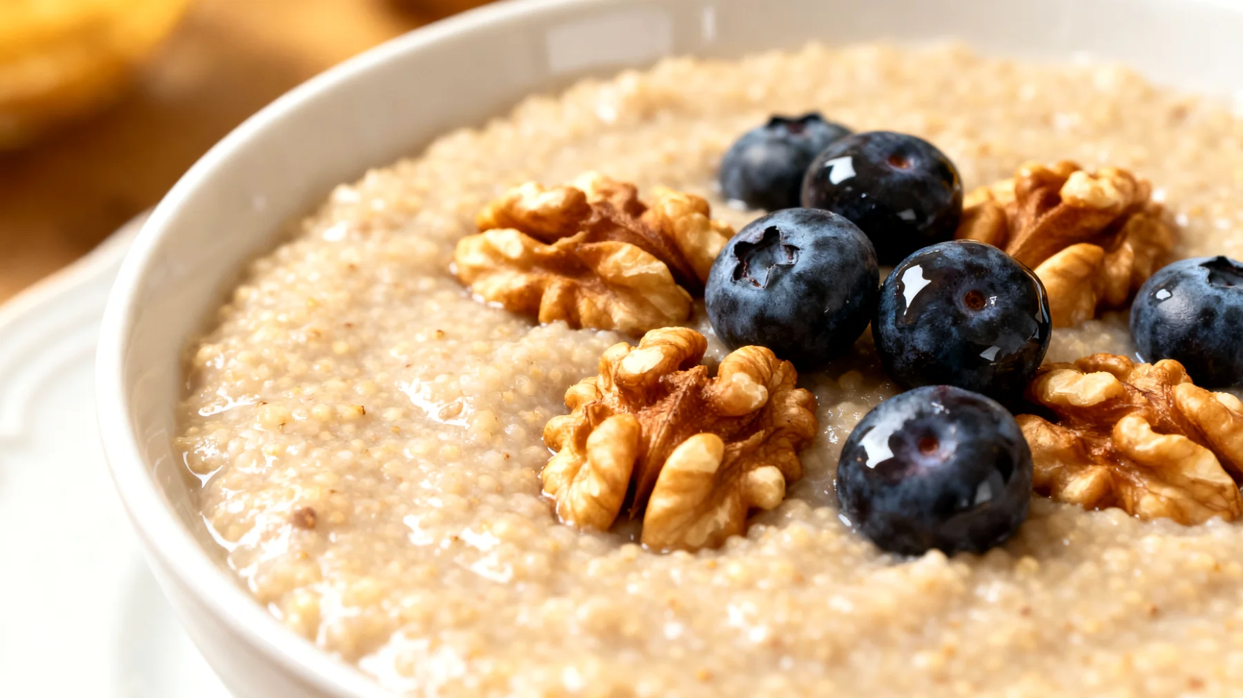 Amaranth-Porridge mit Walnüssen und Blaubeeren"