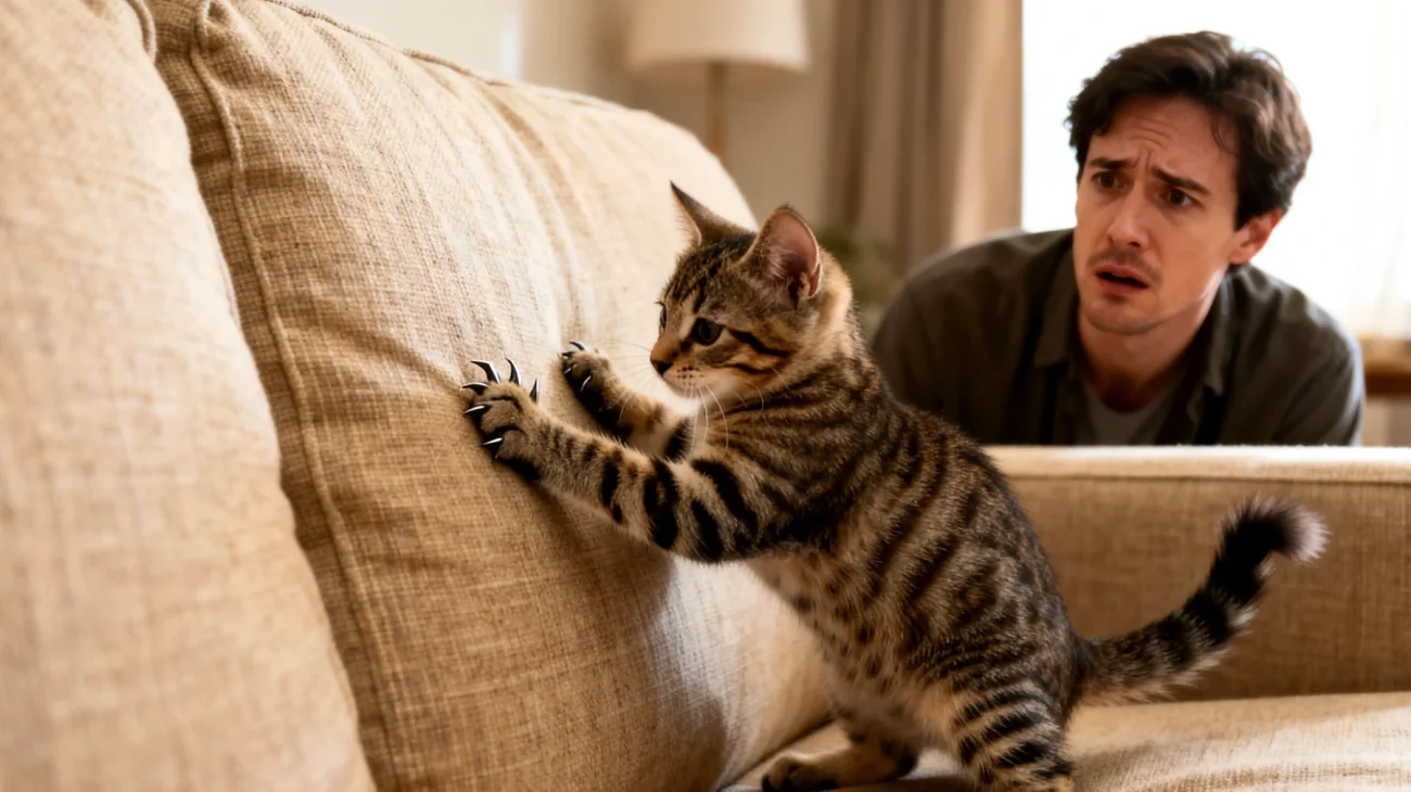 Junge Katzen zeigen oft unerwünschtes Verhalten wie Kratzen an Möbeln, Beißen in Hände oder übermäßiges Springen, weil sie nicht gelernt haben, ihre natürlichen Jagd- und Spielinstinkte angemessen auszuleben und Grenzen zu respektieren."