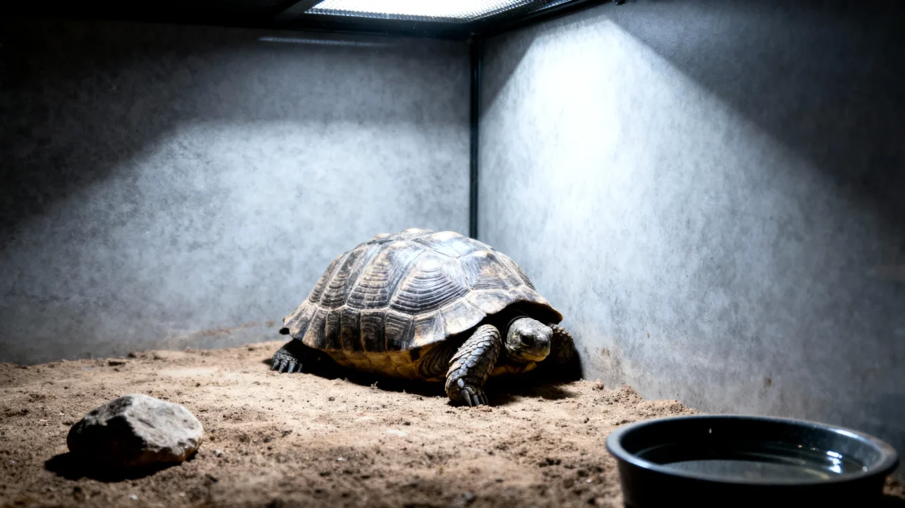 Erwachsene Schildkröten zeigen oft Stress- und Angstverhalten in Gefangenschaft, was sich durch Verstecken, Appetitlosigkeit oder Lethargie äußert und durch unzureichende Umgebungsgestaltung oder mangelnde Rückzugsmöglichkeiten verursacht wird"