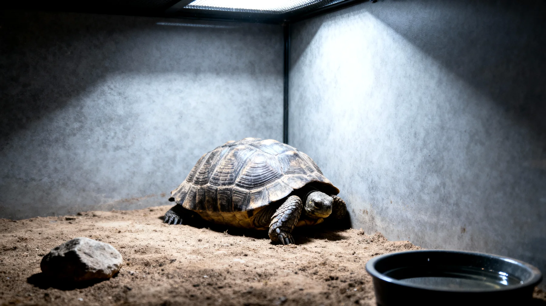 Erwachsene Schildkröten zeigen oft Stress- und Angstverhalten in Gefangenschaft, was sich durch Verstecken, Appetitlosigkeit oder Lethargie äußert und durch unzureichende Umgebungsgestaltung oder mangelnde Rückzugsmöglichkeiten verursacht wird"